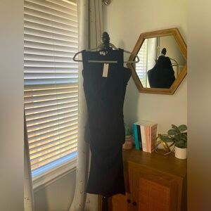 NWT MICHAEL STARS SIZE M PETITE BLACK KEYHOLE TANK STYLE MIDI DRESS